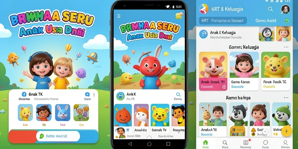 Antarmuka menarik 6RT dengan berbagai permainan edukatif.