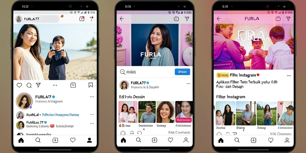 Tampilan antarmuka aplikasi FURLA77 untuk filter Instagram yang menarik.