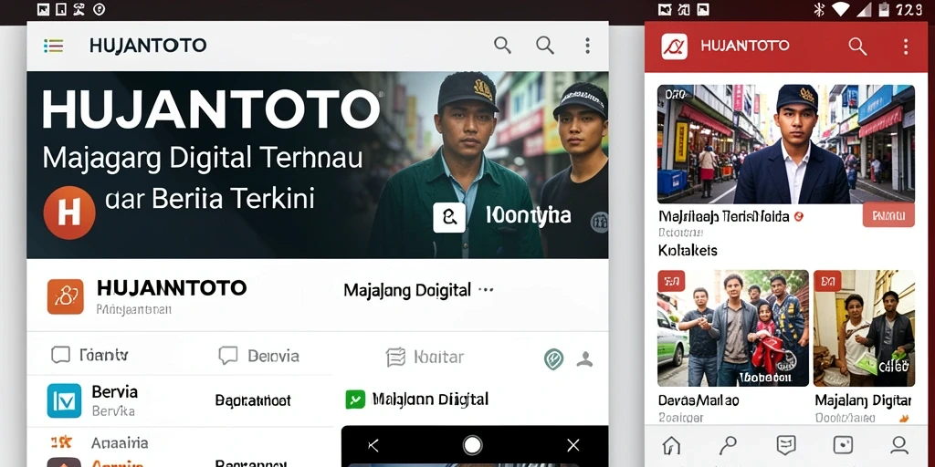 Tampilan antarmuka aplikasi Majalah Digital HUJANTOTO yang menarik dan informatif.