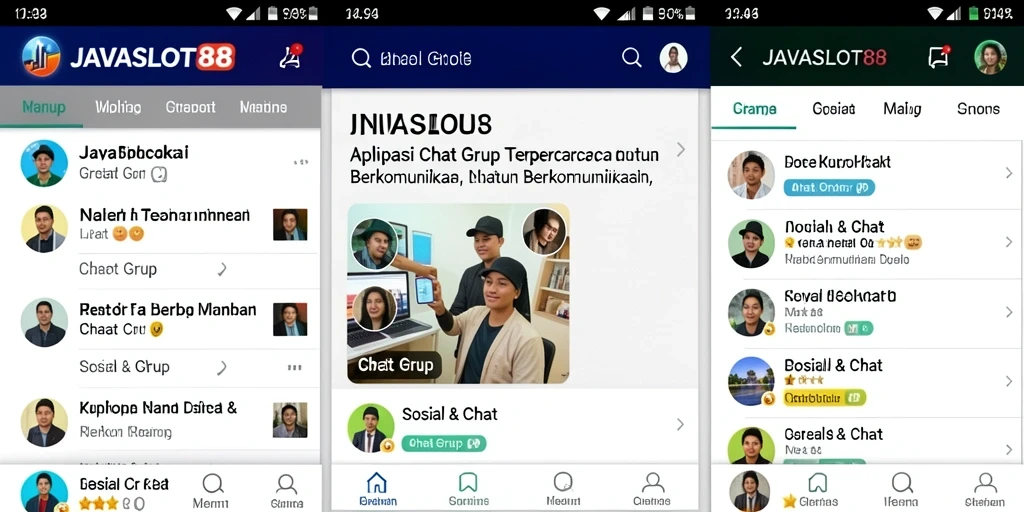 Tampilan antarmuka utama dari aplikasi Chat Grup JAVASLOT88.
