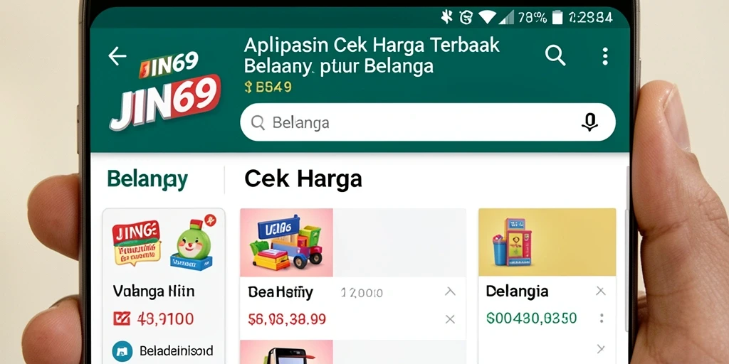 Tampilan antarmuka aplikasi JIN69 untuk Cek Harga secara efisien.