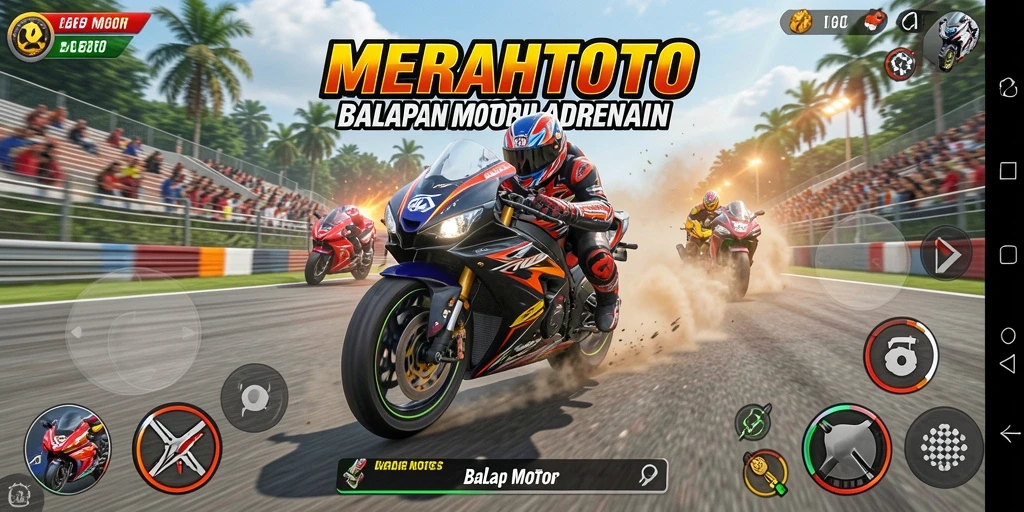 Tampilan antarmuka game Balap Motor yang dinamis dan menarik.