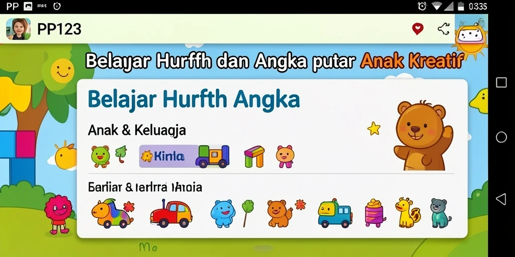 Tampilan interaktif aplikasiyang mendidik untuk anak-anak.