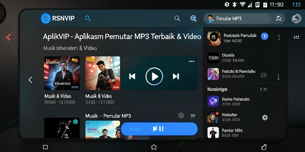 Tampilan antarmuka RSNVIP yang intuitif untuk Pemutar MP3.